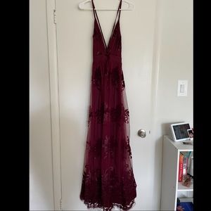 TOBI - burgundy floral gown